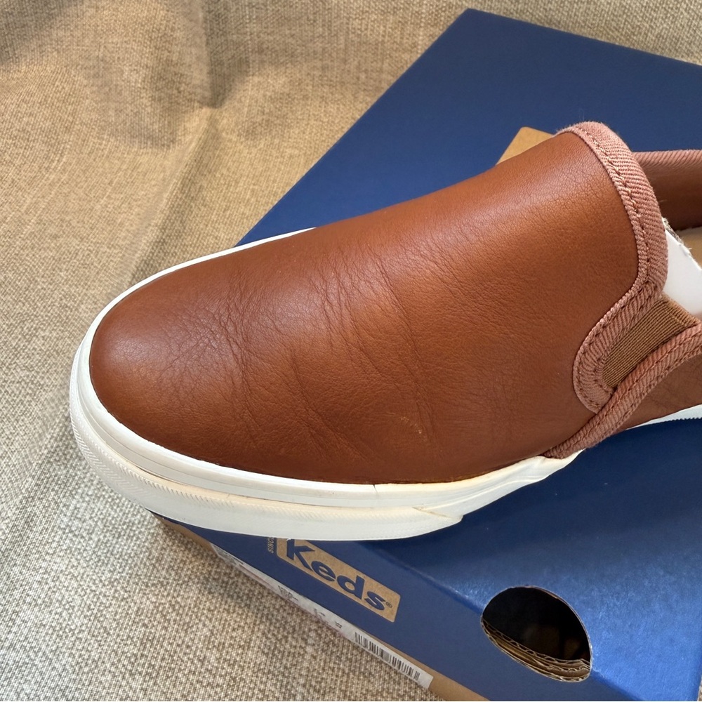 Keds Double Decker Leather Slip On 7.5 Wide - Picture 2 of 14
